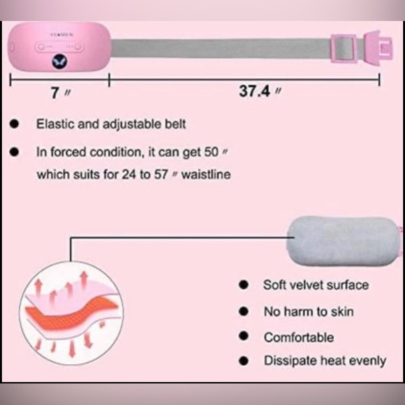 Portable Cordless Heating Pad, Electric Waist Belt Device, Fast Heating Pad with - Picture 3 of 8